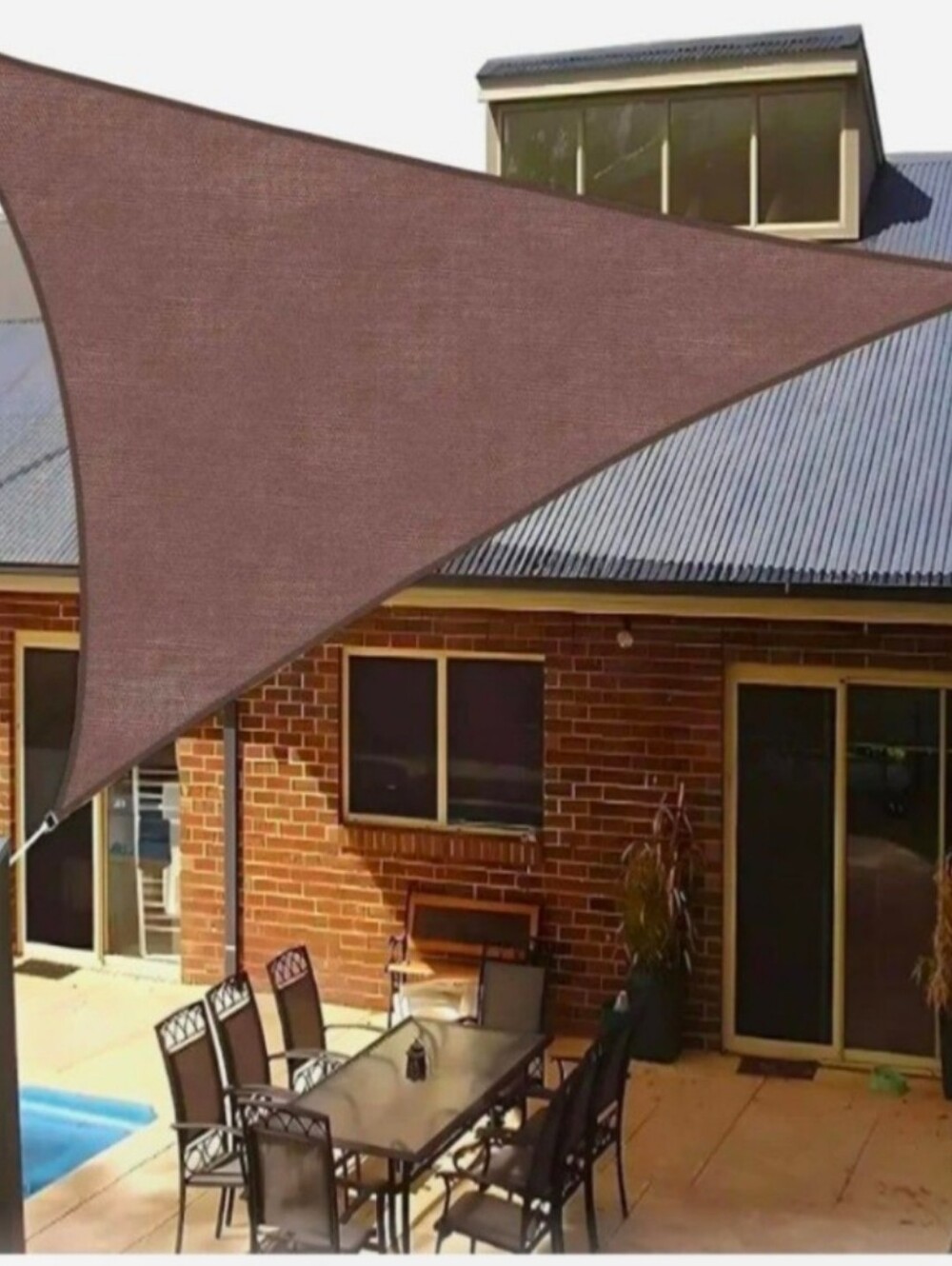 Triangle Sun Shade Sail Canopy Awning in Brown Create a comfortable cool Patio